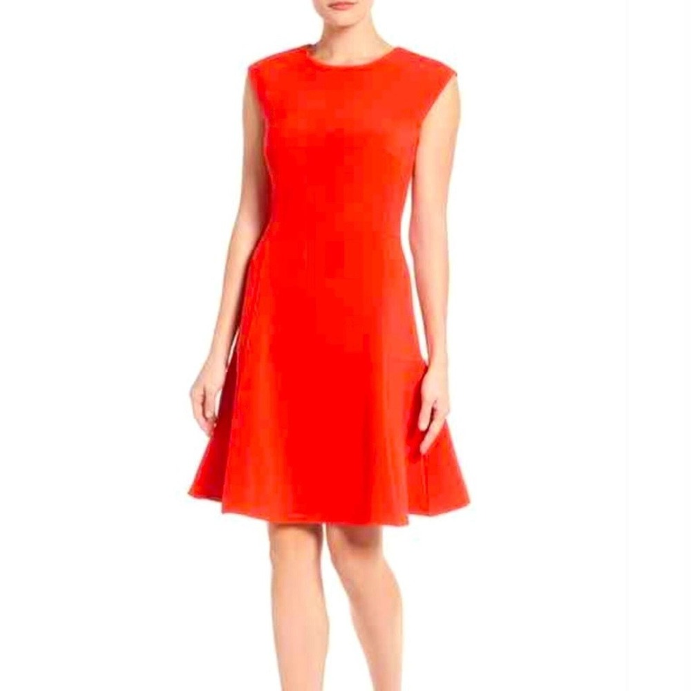 Halogen - Ottoman Knit Fit & Flare Cap Sleeve Dress - Size S - Red